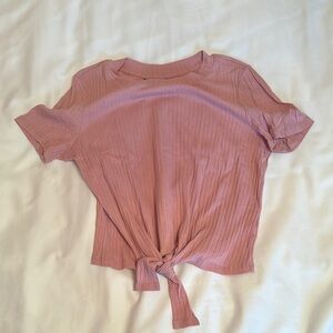 Women's Pink Tie-Front Top